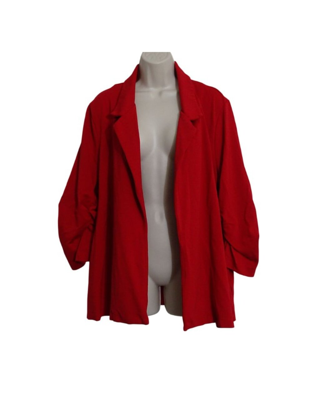 Dear Scarlett Women Red Open Front Blazer Jacket Size 3X Pockets 3/4 Sleeve - Picture 2 of 11